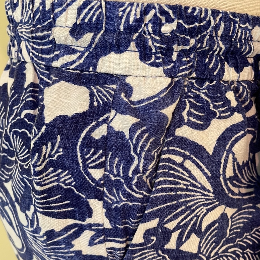 LOFT BLUE AND WHITE LINEN BLEND SHORTS - Picture 4 of 7